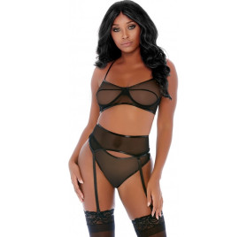 COMPARE AND CONTRAST LINGERIE SET NEGRO