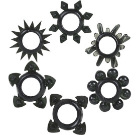 ANILLOS SILICONA TOWER OF POWER 6 PACK NEGRO