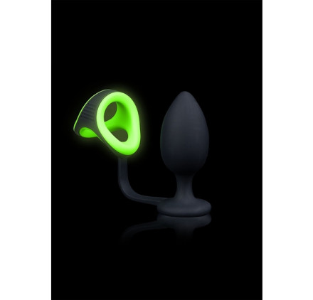 OUCH ANILLO PARA EL PENE CON PLUG ANAL GLOW IN THE DARK