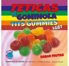 CAJA DE GOMINOLA DE TETAS AZUCAR SABOR FRUTAS 6 COLORES Y SABORES LGBT MADE IS SPAIN