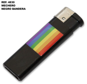 MECHERO ELECTRICO NEGRO CON BANDERA LGBT